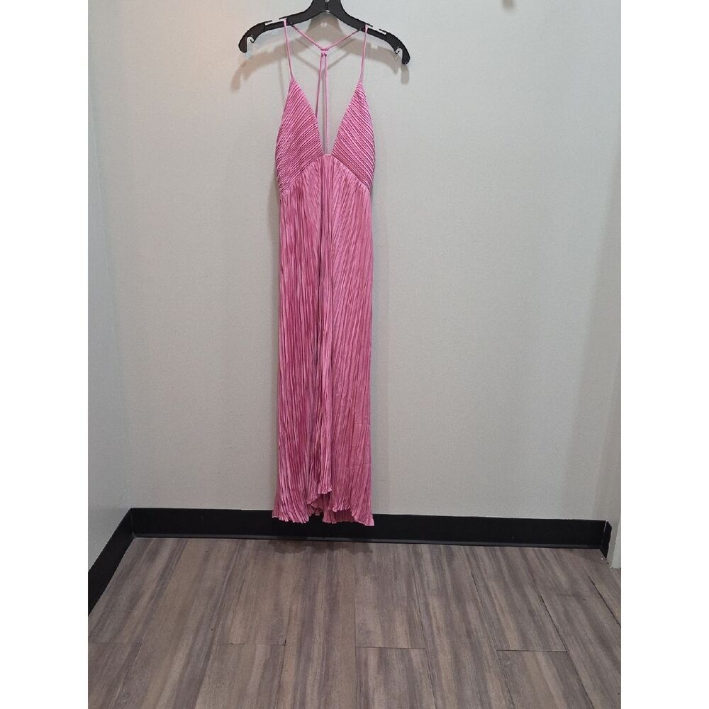 A.L.C. Pink Pleated Maxi Dress with Strappy Back